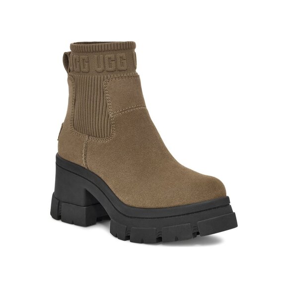 🆕UGG Brooklyn Platform Chelsea Leather Boot Hickory 7.5 - Picture 2 of 12